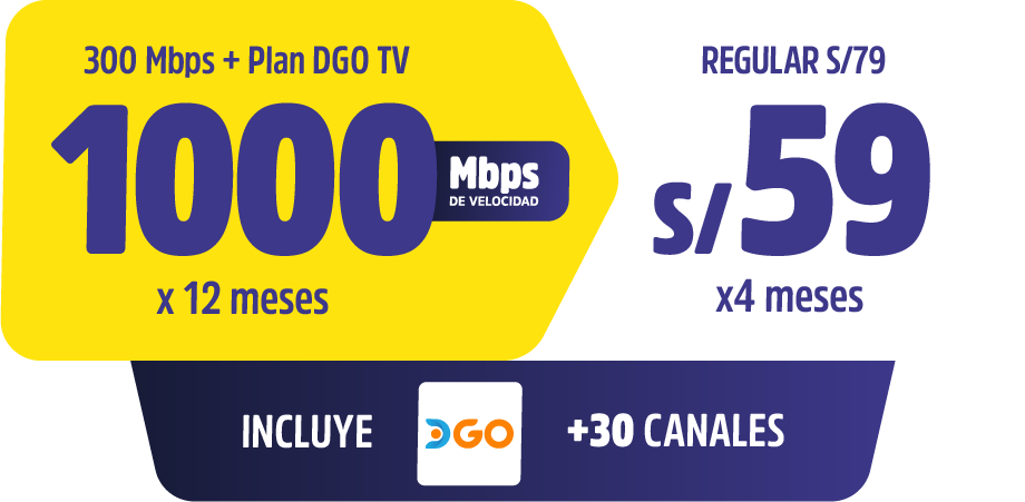 Promoción: 1000 Mbps con DGO TV incluido